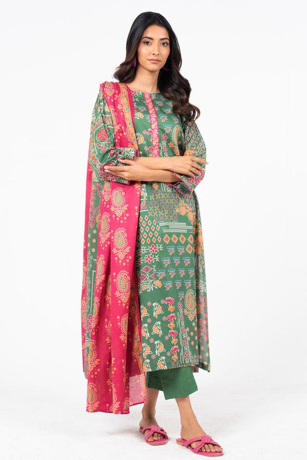 3 Pc Printed Lawn Suit With Lawn Dupatta