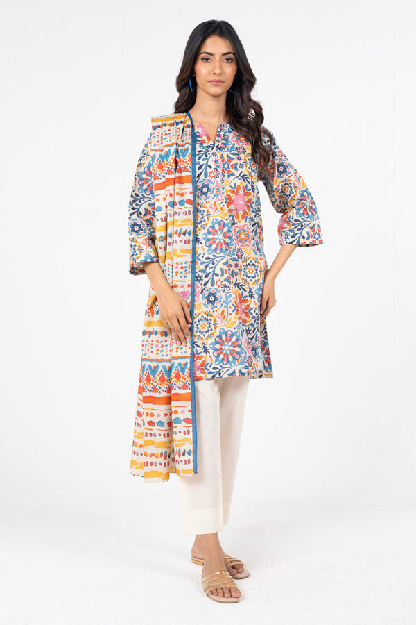 3 Pc Printed Lawn Suit With Lawn Dupatta