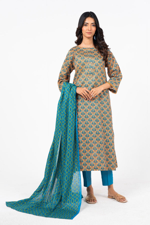 3 Pc Printed Lawn Suit With Lawn Dupatta