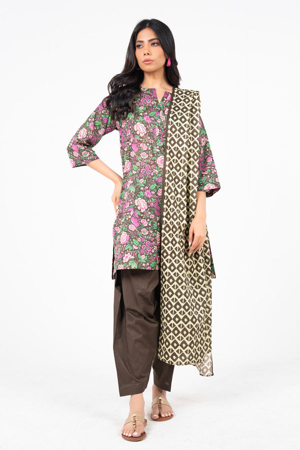 3 Pc Printed Lawn Suit With Lawn Dupatta