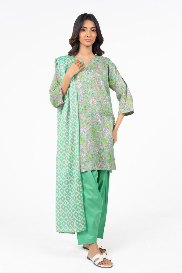 3 Pc Printed Lawn Suit With Lawn Dupatta