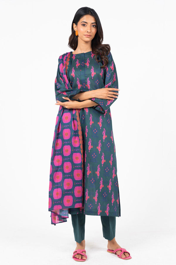 3 Pc Printed Lawn Suit With Lawn Dupatta