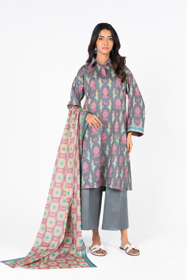 3 Pc Printed Lawn Suit With Lawn Dupatta