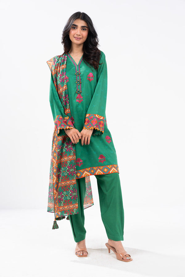 2 Piece Printed Cambric Suit with Lawn Dupatta