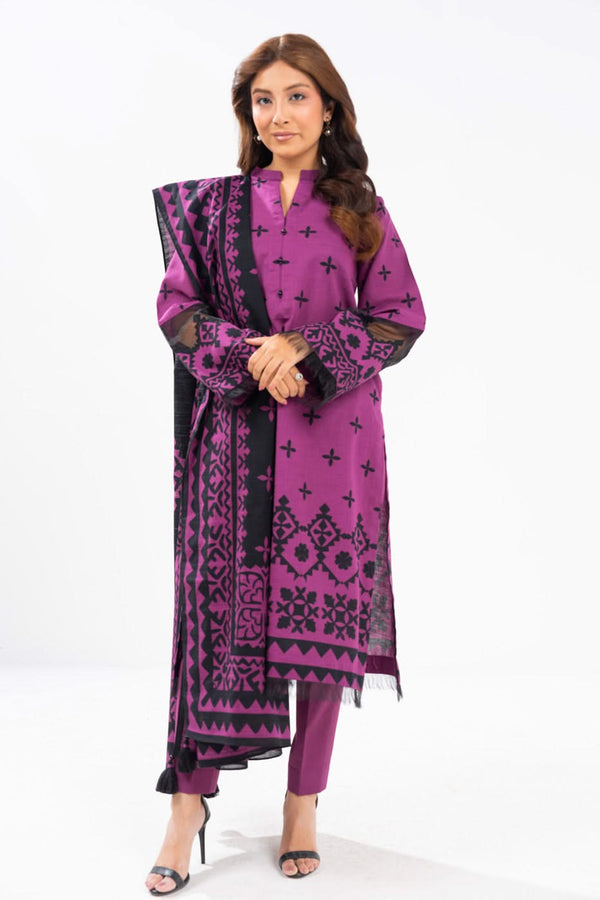 3 Piece Printed Khaddar Suit With Light Khaddar Dupatta