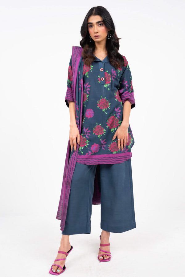 3 Piece Cambric Suit with Lawn Dupatta