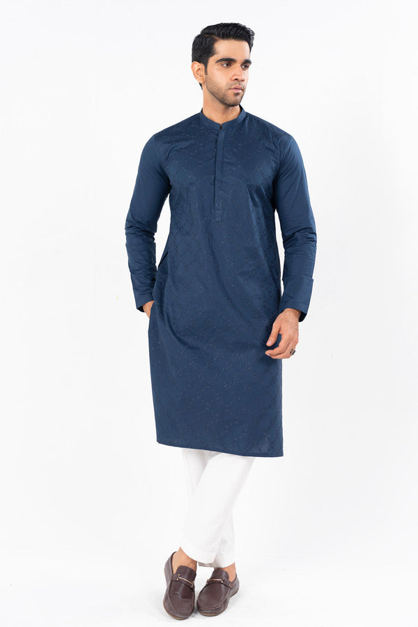 Dyed Embroidered Cambric Kurta