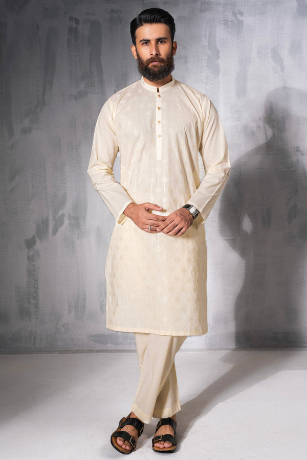 Dyed Embroidered Cotton Kurta Trouser