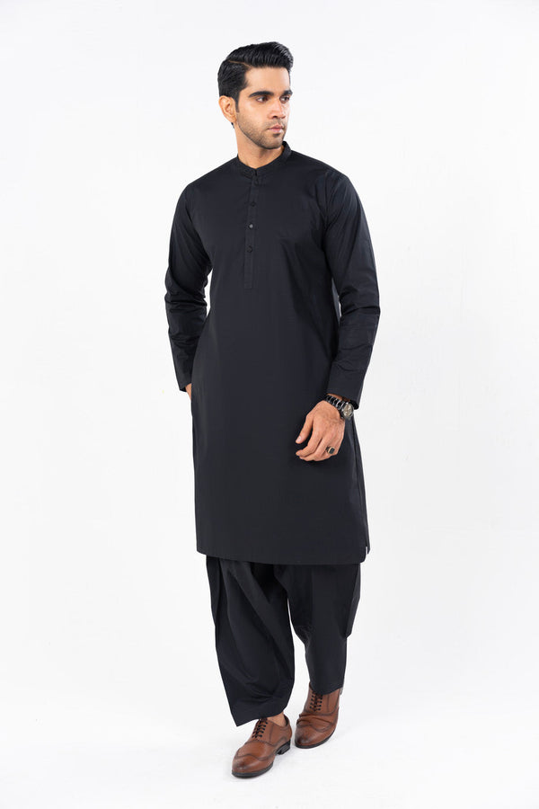 Dyed Embroidered Shahsawar Latha Kurta Shalwar