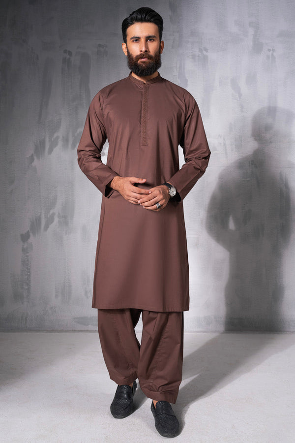 Dyed  Embroidered Cambric Kurta Shalwar