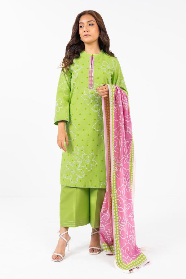 3 Piece Embroidered Cambric Suit with Lawn Dupatta