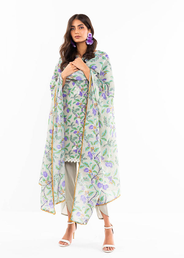 3 Pc Embroidered Poly Lawn Suit With Poly Lawn Dupatta