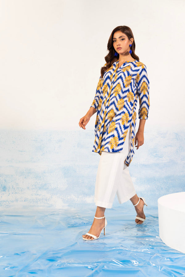 1 Pc Printed Silver Lawn Shirt 