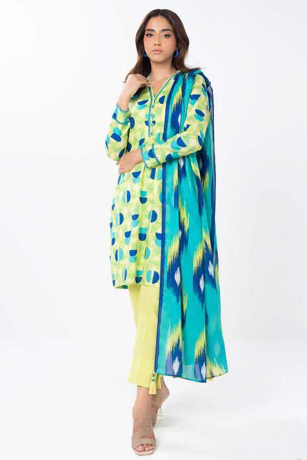 2 Piece Printed Lawn Shirt With Silver Lawn Dupatta