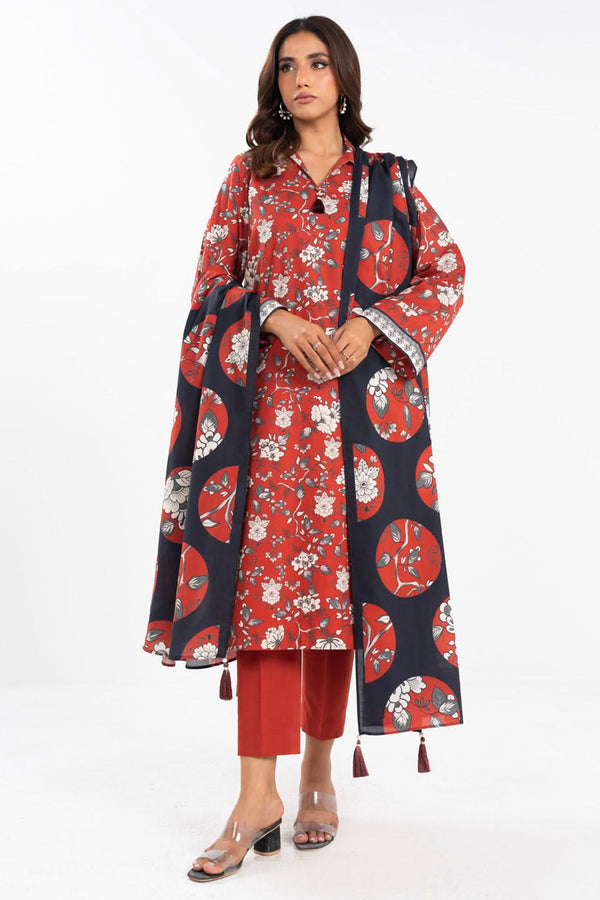 2 Piece Printed Lawn Shirt With Silver Lawn Dupatta