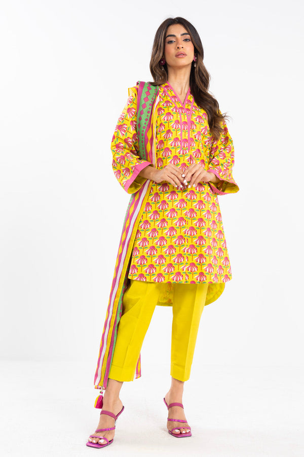 2 Piece Printed Lawn Shirt With Silver Lawn Dupatta