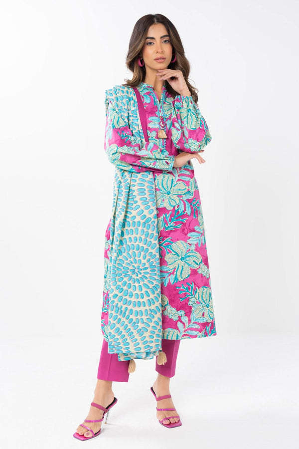 2 Piece Printed Lawn Shirt With Silver Lawn Dupatta