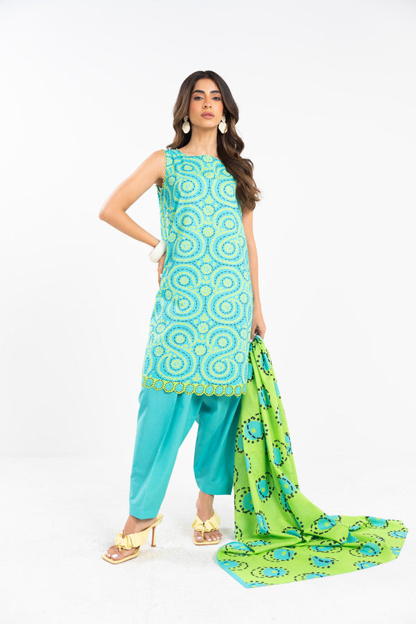 2 Piece Printed Lawn Shirt With Silver Lawn Dupatta