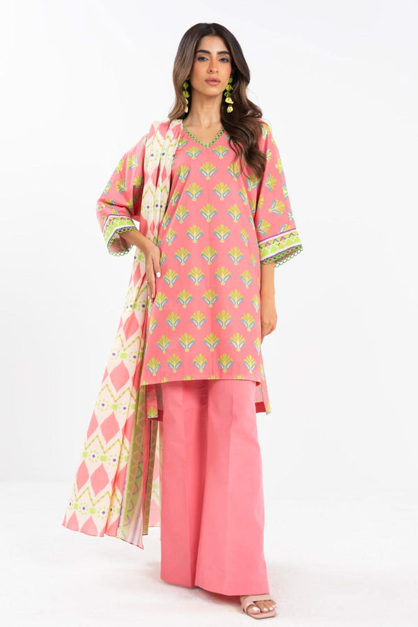 2 Piece Printed Lawn Shirt With Silver Lawn Dupatta