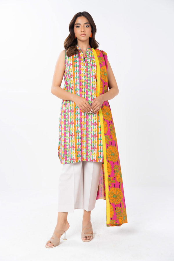 2 Piece Printed Lawn Shirt With Silver Lawn Dupatta