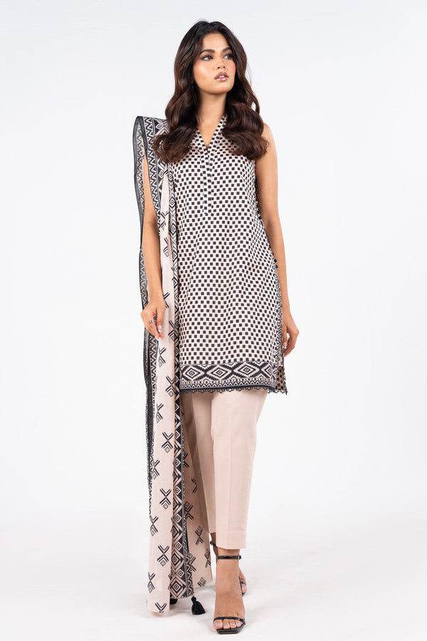 2 Pc Printed Lawn Suit With Silver Lawn Dupatta