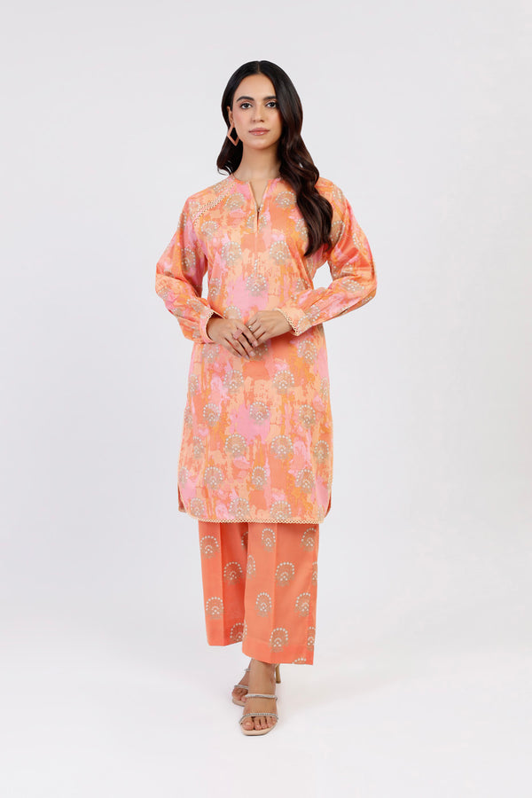 2 PC Printed Cambric Shirt With Cambric Trouser