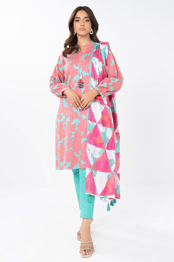 2 Piece Printed Lawn Shirt With Silver Lawn Dupatta