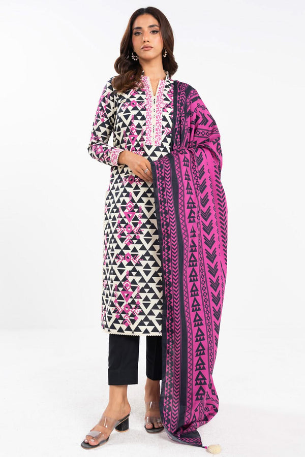 2 Piece Printed Lawn Shirt With Silver Lawn Dupatta