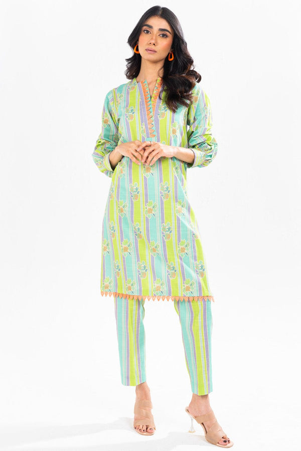 2 Pc Printed Khaddar Shirt With Khaddar Trouser