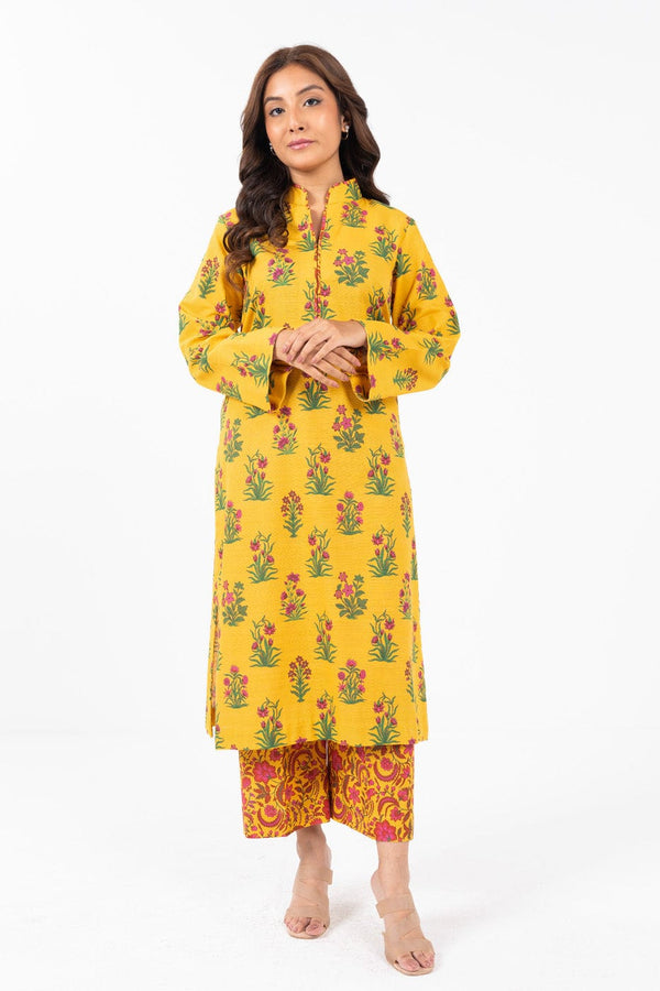 2 Pc Printed Khaddar Shirt With Khaddar Trouser