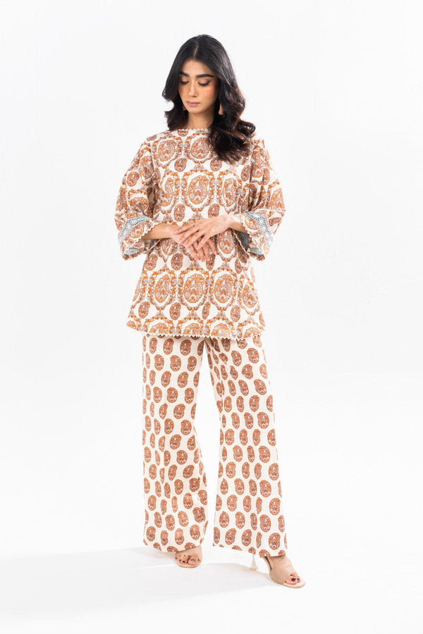 2 Pc Printed Khaddar Shirt With Khaddar Trouser