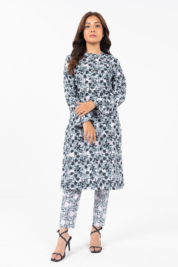 2 Pc Printed Khaddar Shirt With Khaddar Trouser