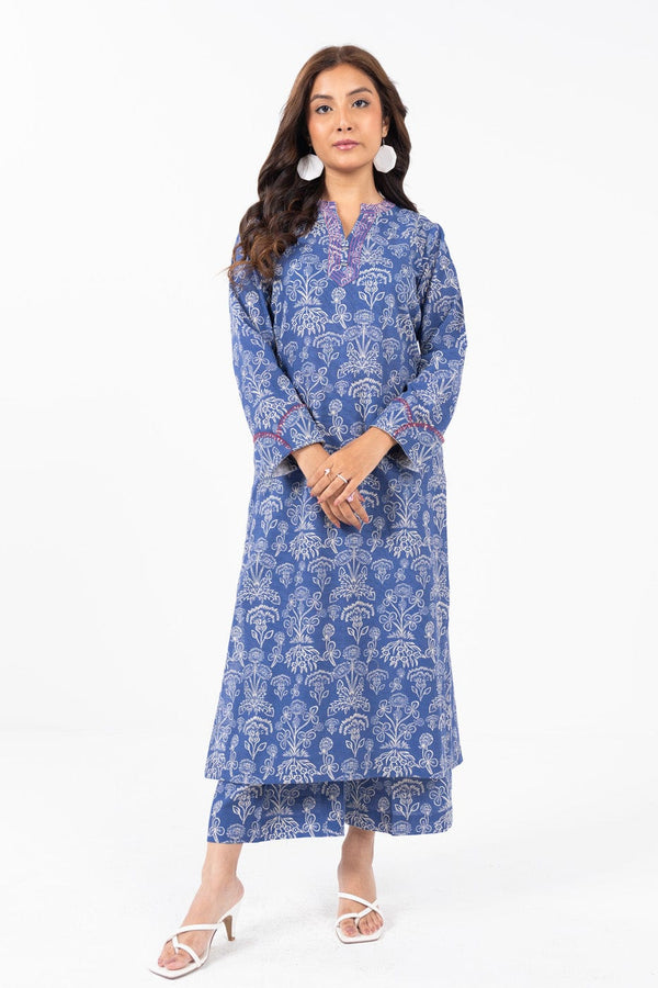 2 Pc Printed Khaddar Shirt With Khaddar Trouser