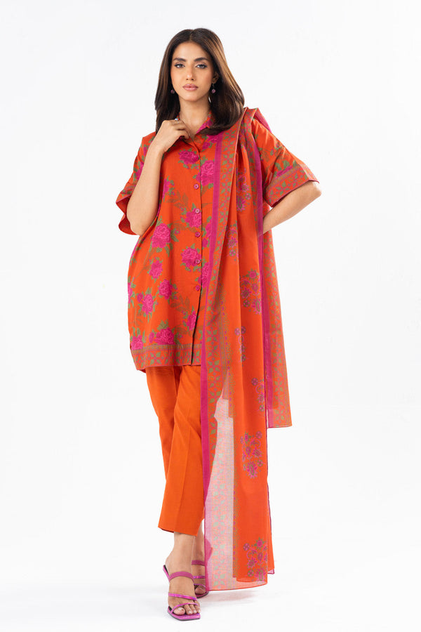 3 Pc Printed Lawn Suit With Printed Lawn Dupatta
