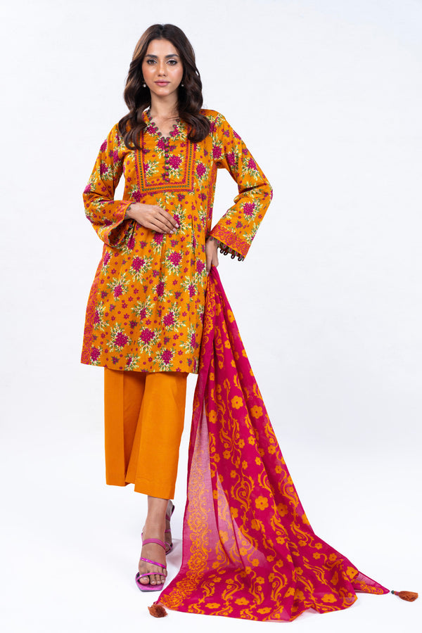 3 Pc Printed Lawn Suit With Lawn Dupatta