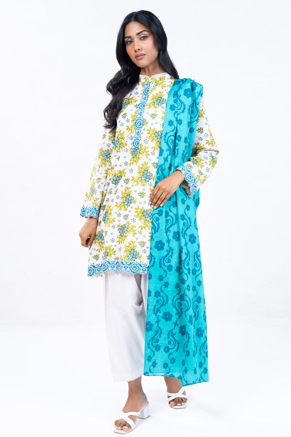 3 Pc Printed Lawn Suit With Lawn Dupatta