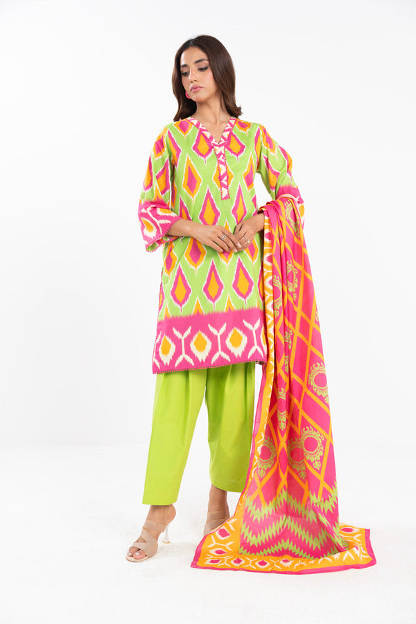 3 Piece  Printed Lawn Suit With Printed Lawn Dupatta