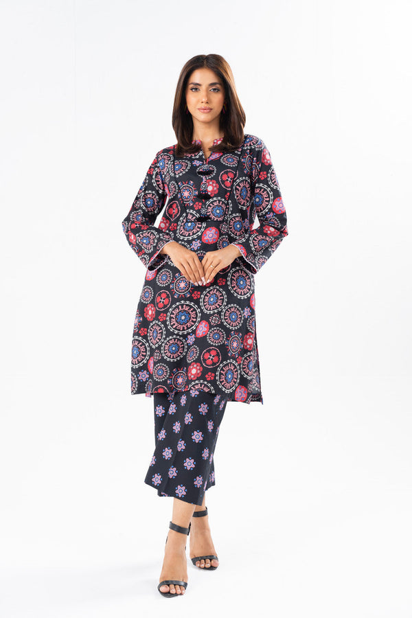 2 Pc Printed Lawn Suit With Printed Cambric Trouser
