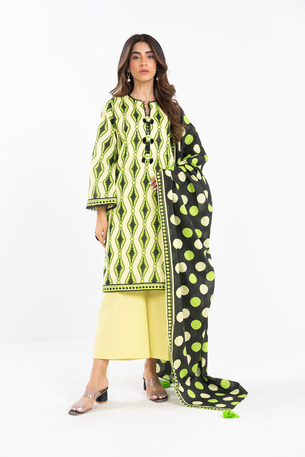 3 Piece  Printed Lawn Suit With Printed Lawn Dupatta