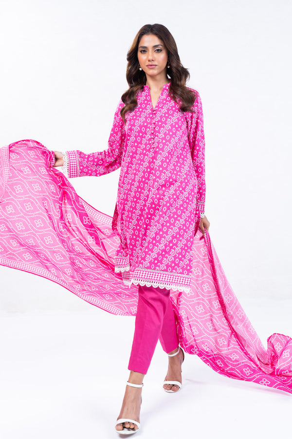 3 Pc Printed Lawn Suit With Lawn Dupatta