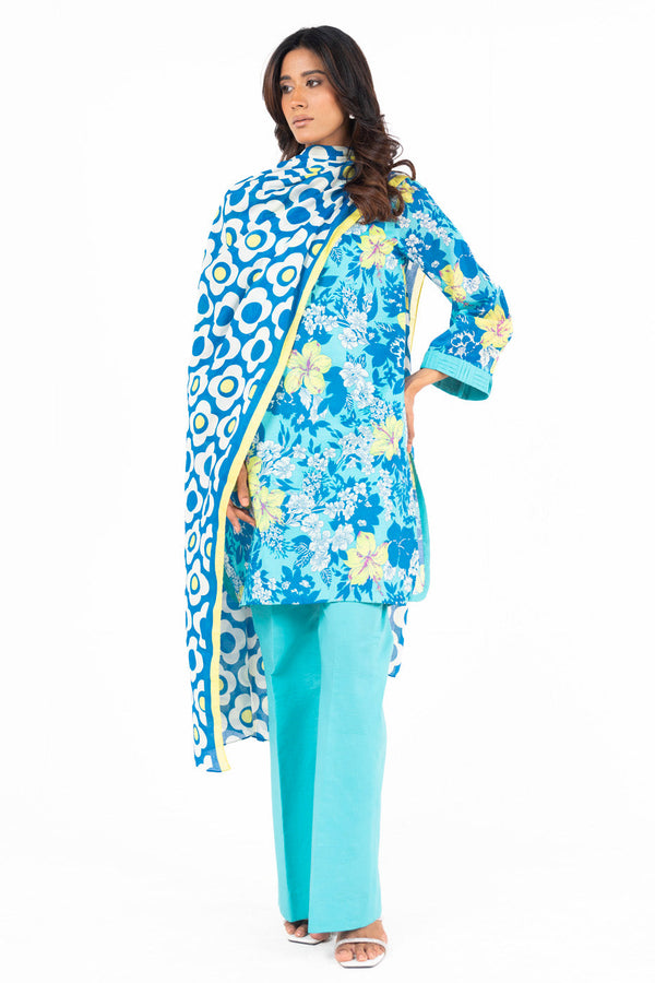 3 Piece  Printed Lawn Suit With Printed Lawn Dupatta