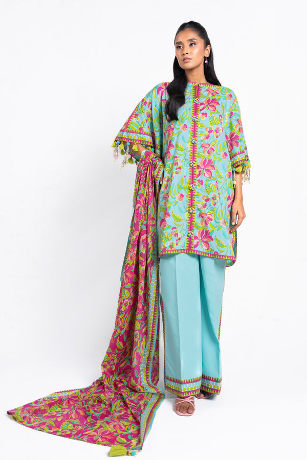 3 Pc Printed Lawn Suit With Lawn Dupatta