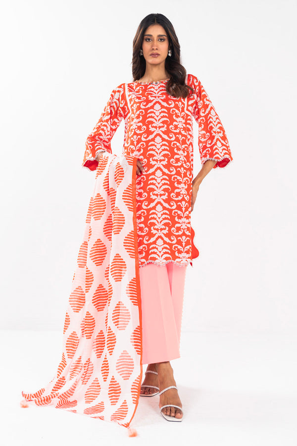 3 Piece  Printed Lawn Suit With Printed Lawn Dupatta