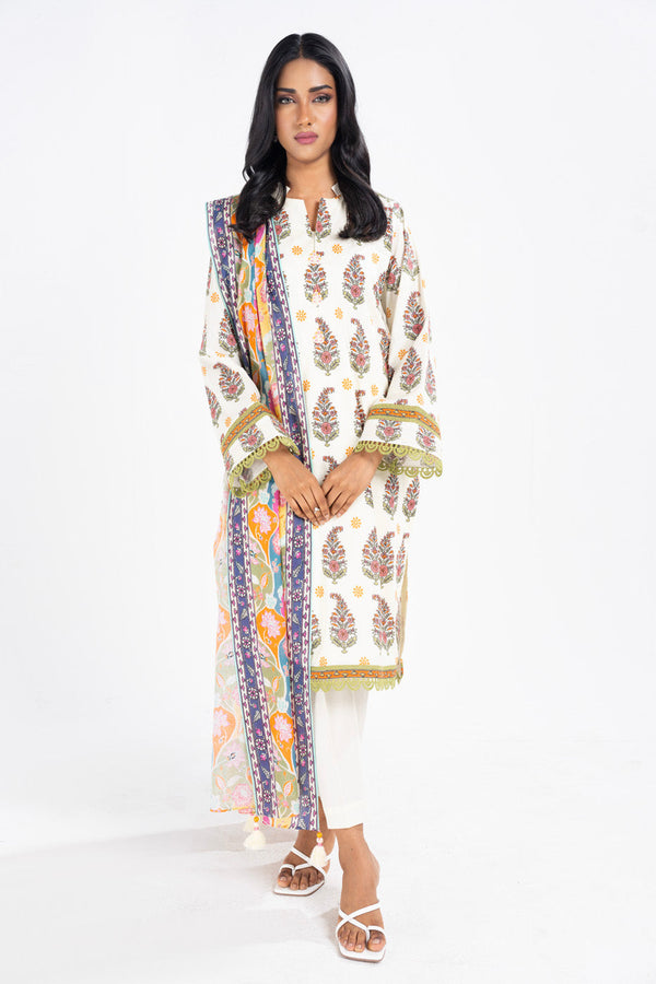 3 Pc Printed Lawn Suit With Lawn Dupatta