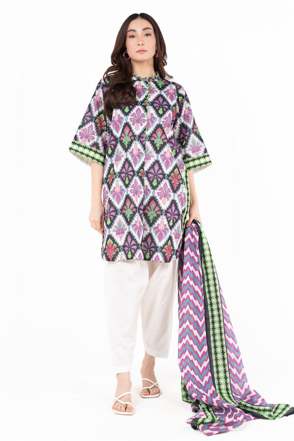 3 Piece  Printed Lawn Suit With Printed Lawn Dupatta