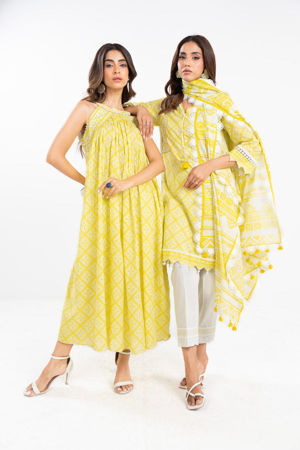 3 Piece  Printed Lawn Suit With Printed Silver Lawn Dupatta