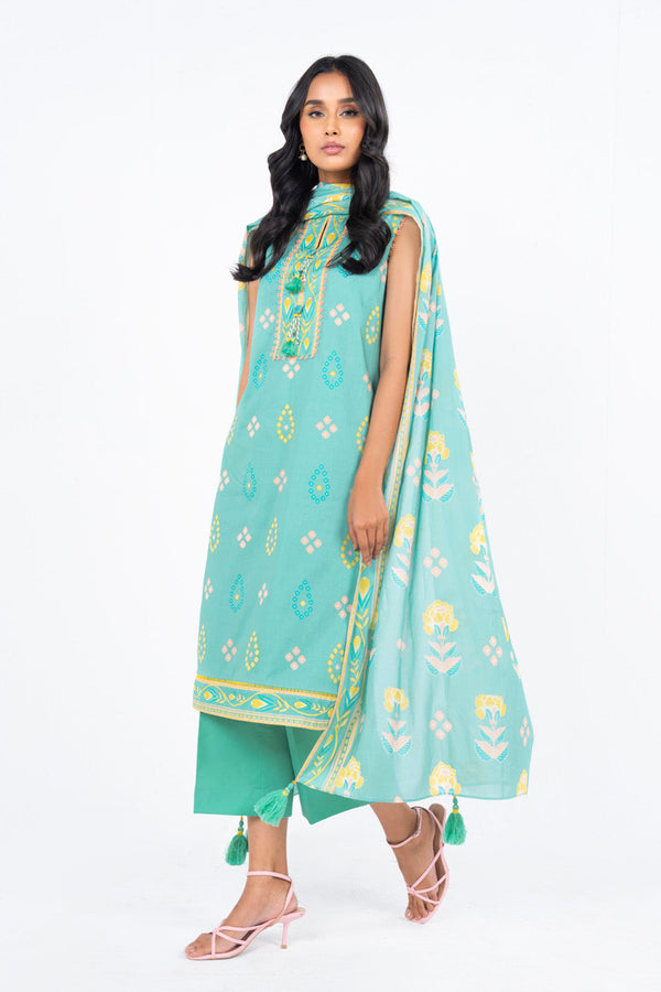 3 Pc Printed Lawn Suit With Lawn Dupatta