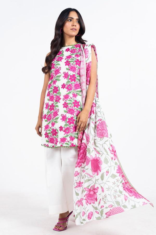 3 Pc Printed Lawn Suit With Lawn Dupatta