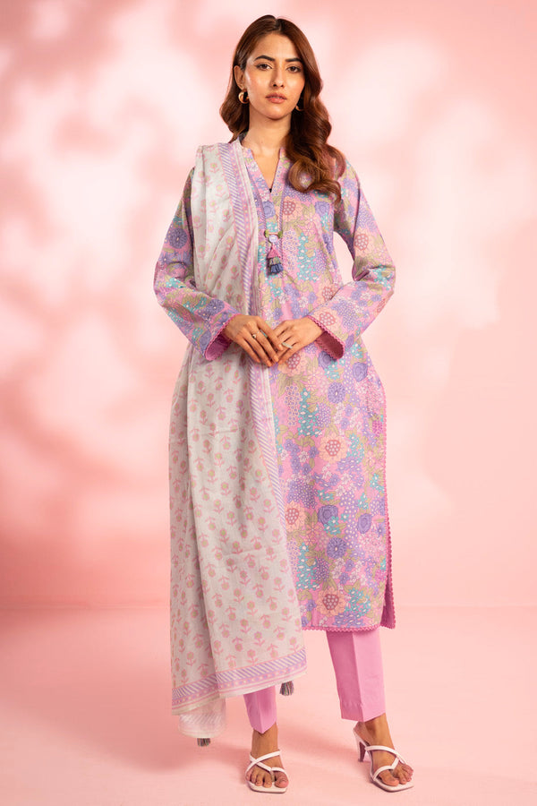 3 Piece Printed Lawn Suit With Printed Lawn Dupatta