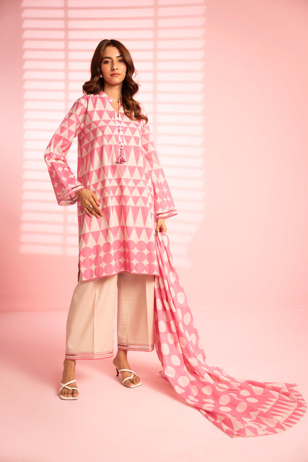 3 Piece Printed Lawn Suit With Printed Lawn Dupatta